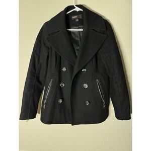 Miss Sixty M60 Women's Wool Blend Double Breasted‎ Button Coat Black Size Small